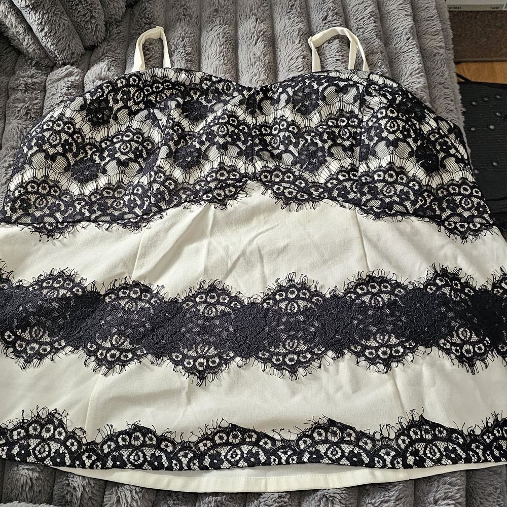 Lane Bryant Ivory and Black Lace Detail Camisole